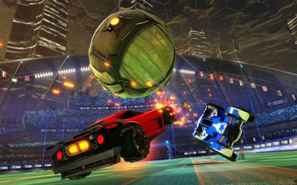 Rocket League game in progress.